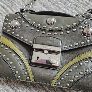 Prada Safiano and Studded Crossbody Bag
